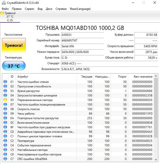 CrystalDiskInfo: ошибка crc жесткий диск как исправить